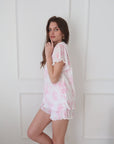 Pleats Please Short Bridal Set in Pink Floral