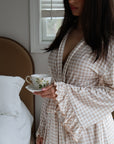 Ruffle Bamboo Gingham Robe