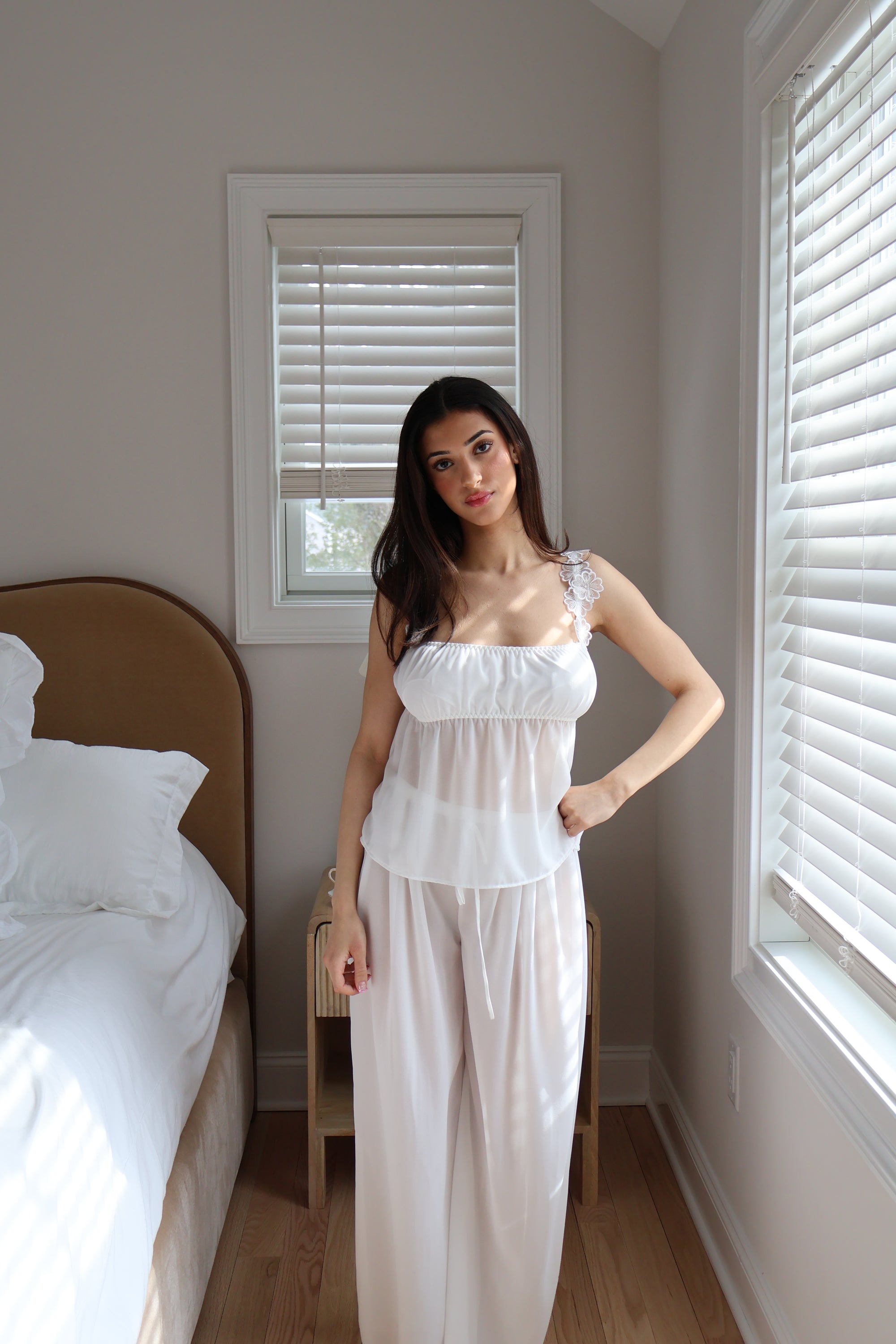 Chiffon Bloom Pant Set in a Dove