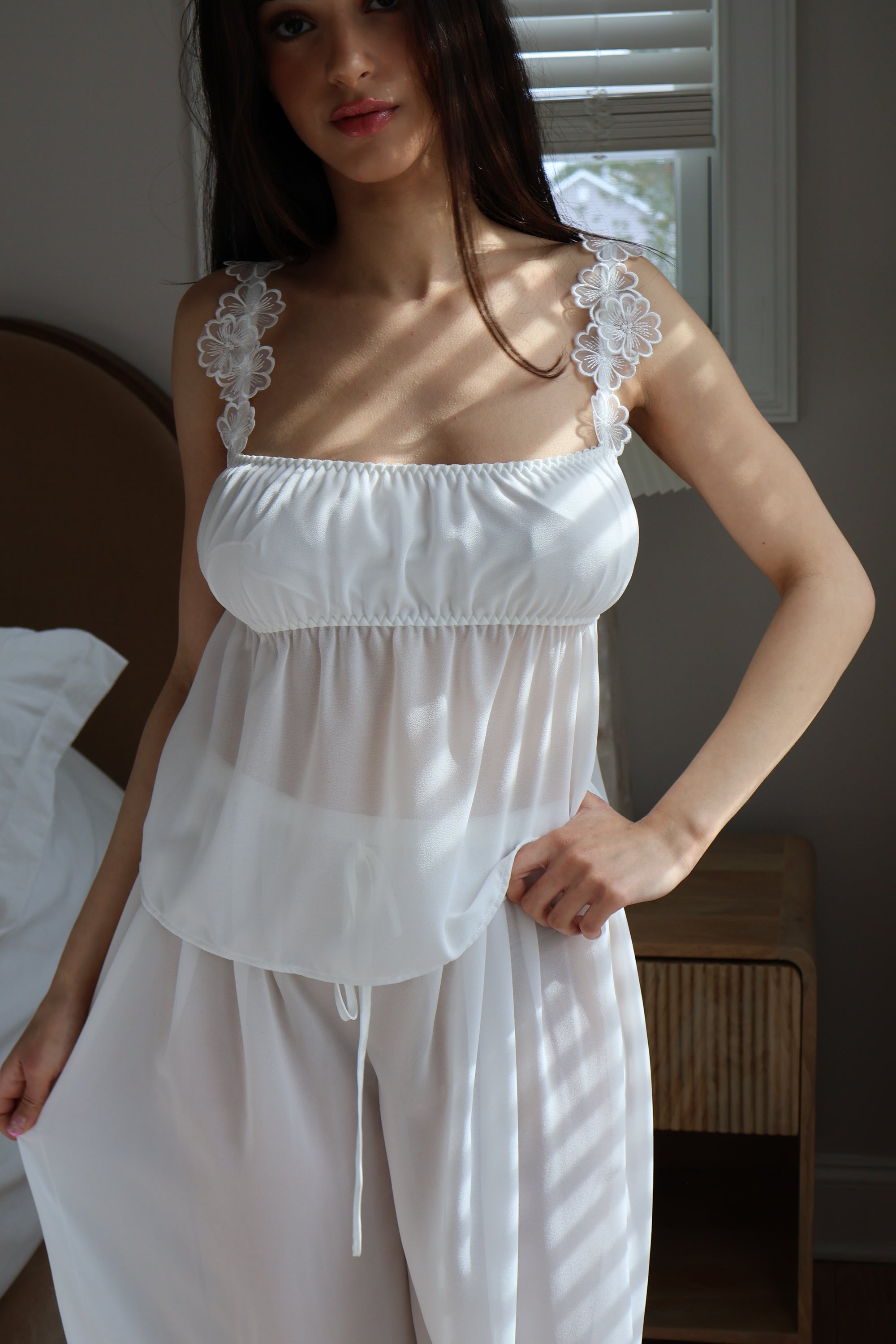 Chiffon Bloom Pant Set in a Dove