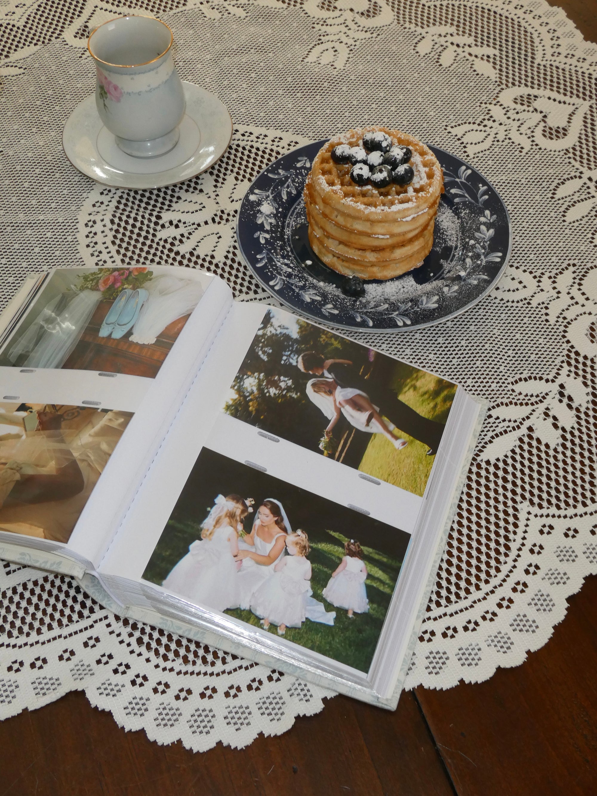 Vintage print wedding photo album