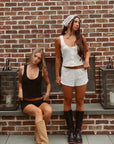 Pointelle Tank Top in Noir