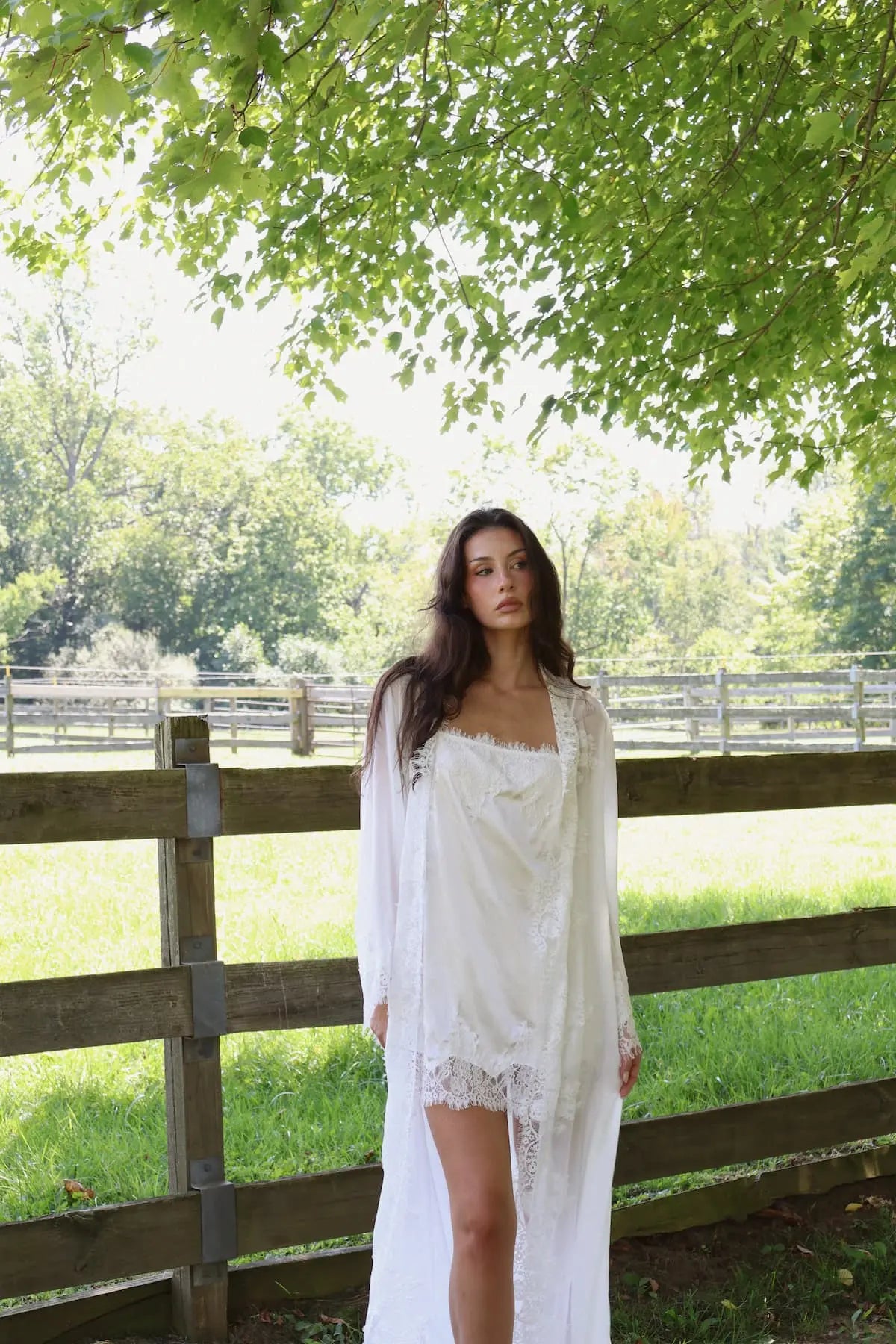 Rosie Chiffon Lace Train Robe
