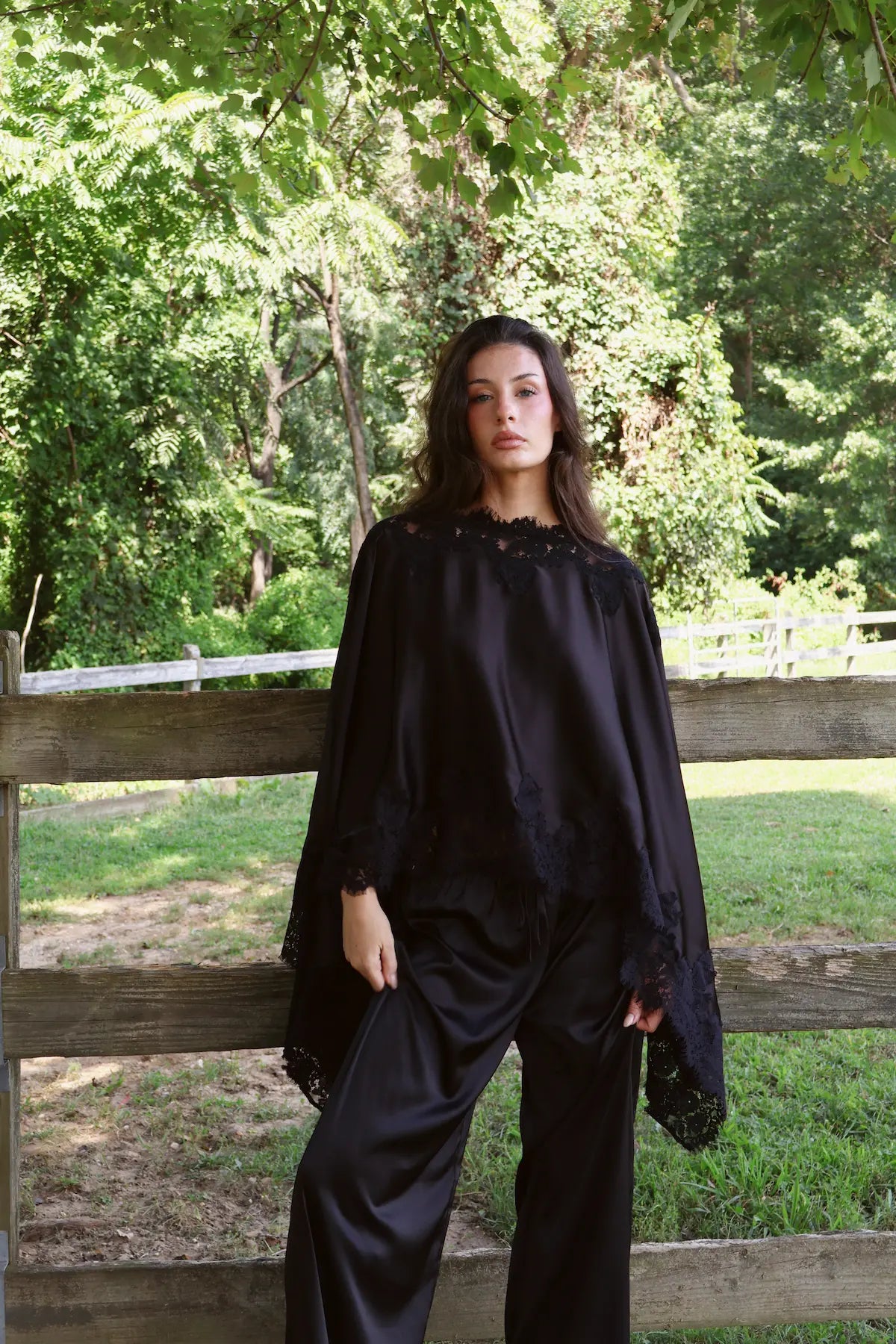 Emery Cape Pant Set in Black