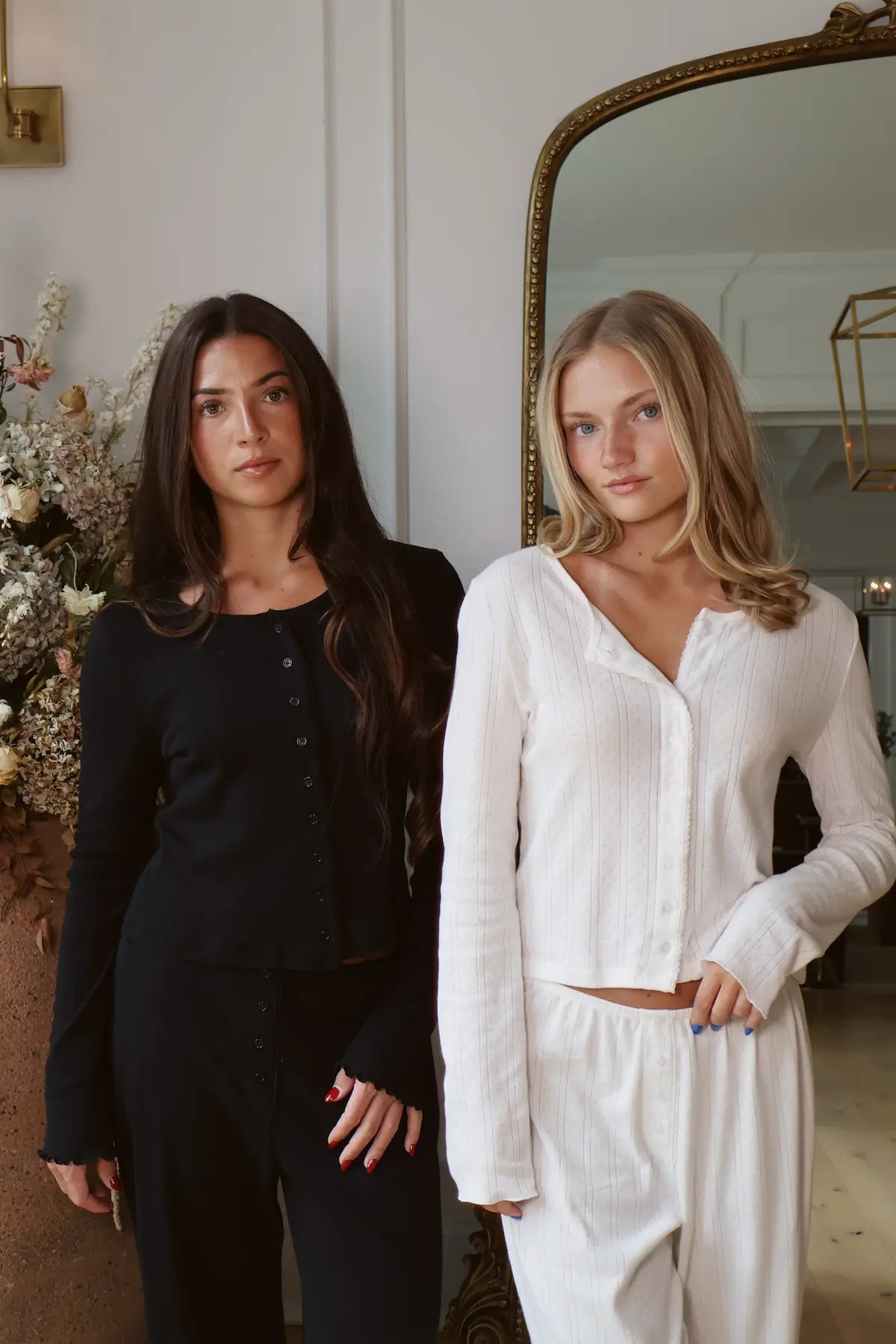 Pointelle Long Sleeve Cardigan in Dove