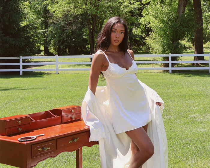 Colette Slip Dress in Antique Ivory