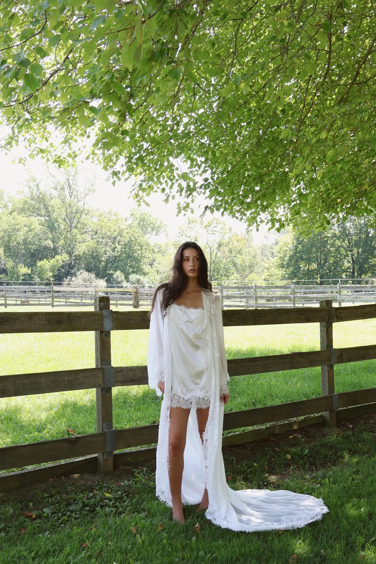 Rosie Chiffon Lace Train Robe