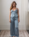 Estelle Silky Satin Set in Dusty Blue