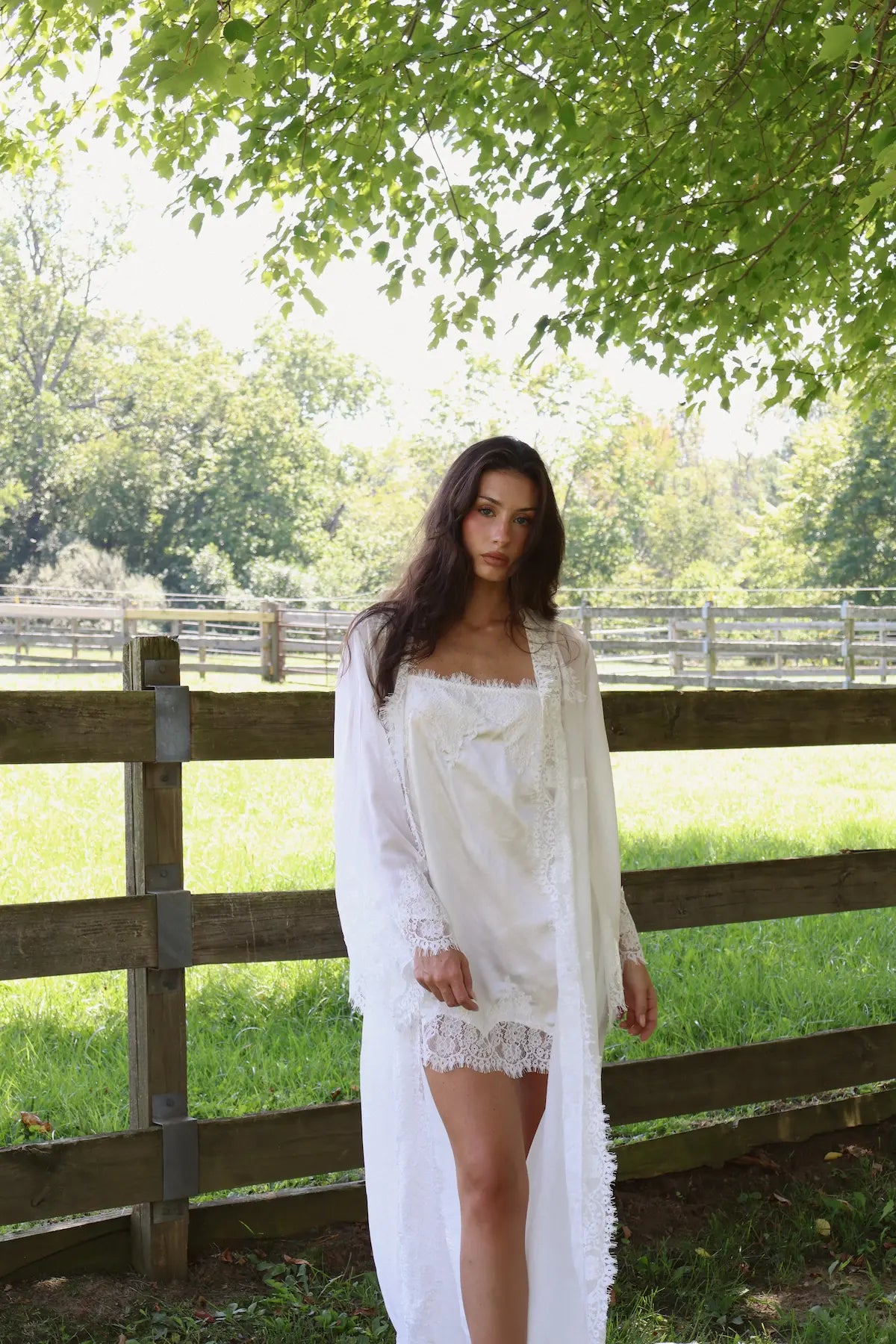 Rosie Chiffon Lace Train Robe