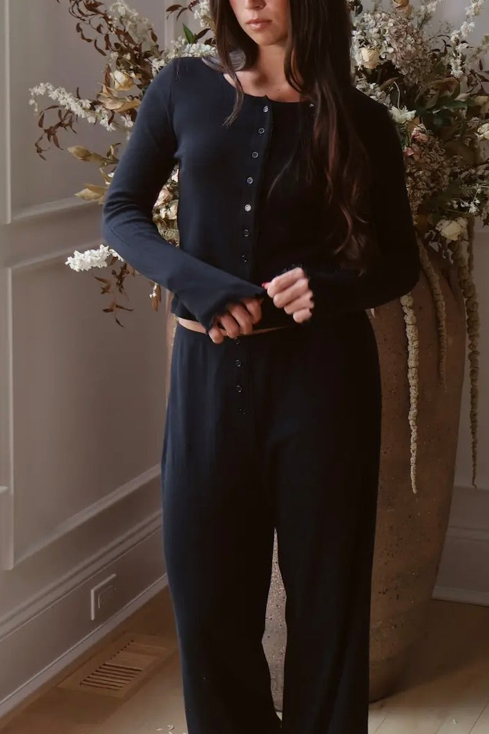 Pointelle Pant in Noir