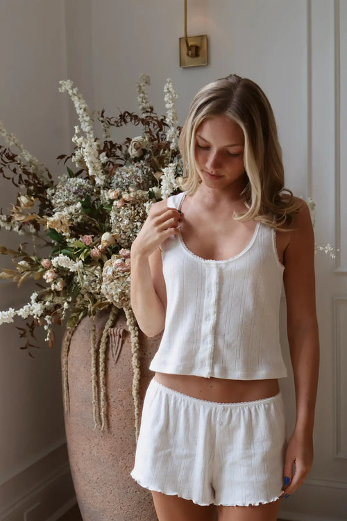 Pointelle Tank Top in Dove