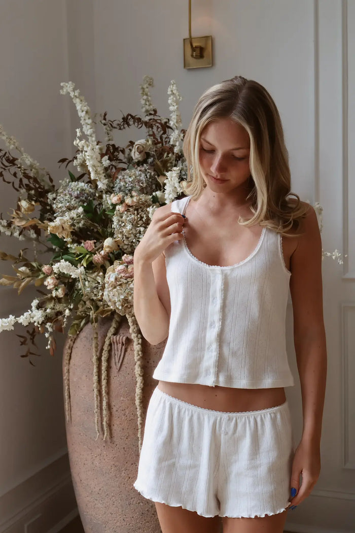 Pointelle Tank Top in Dove
