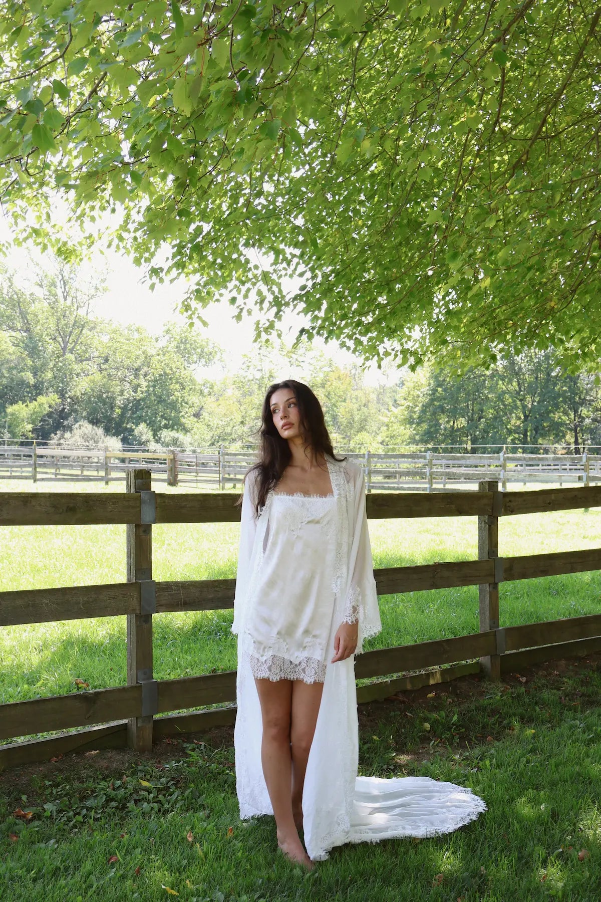 Rosie Chiffon Lace Train Robe