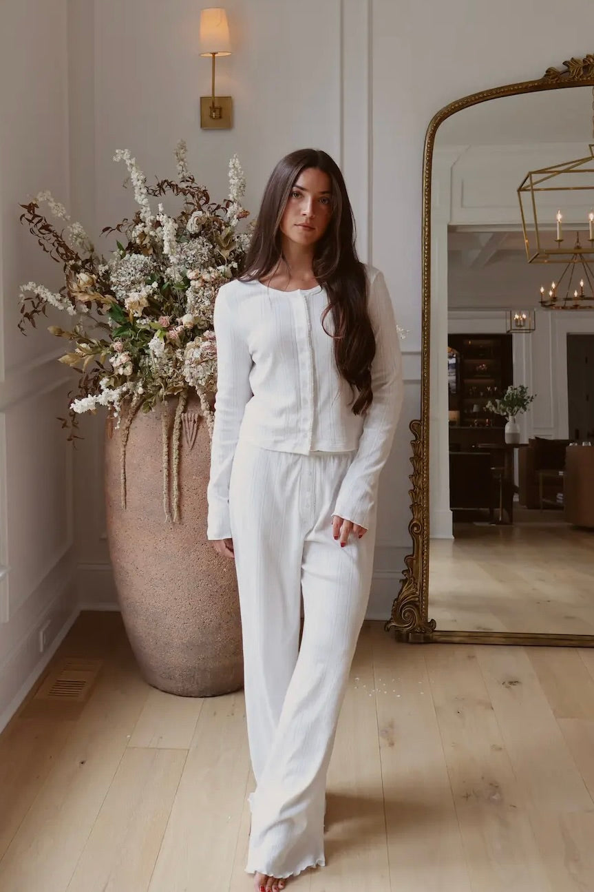 Pointelle Pant in Dove