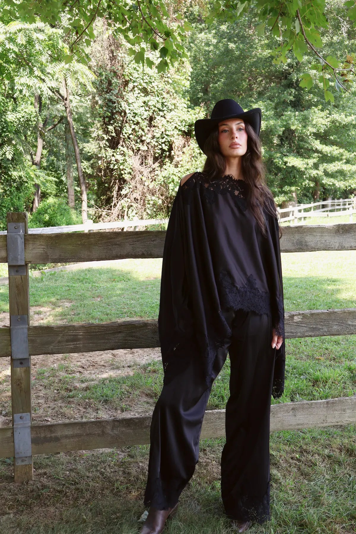 Emery Cape Pant Set in Black