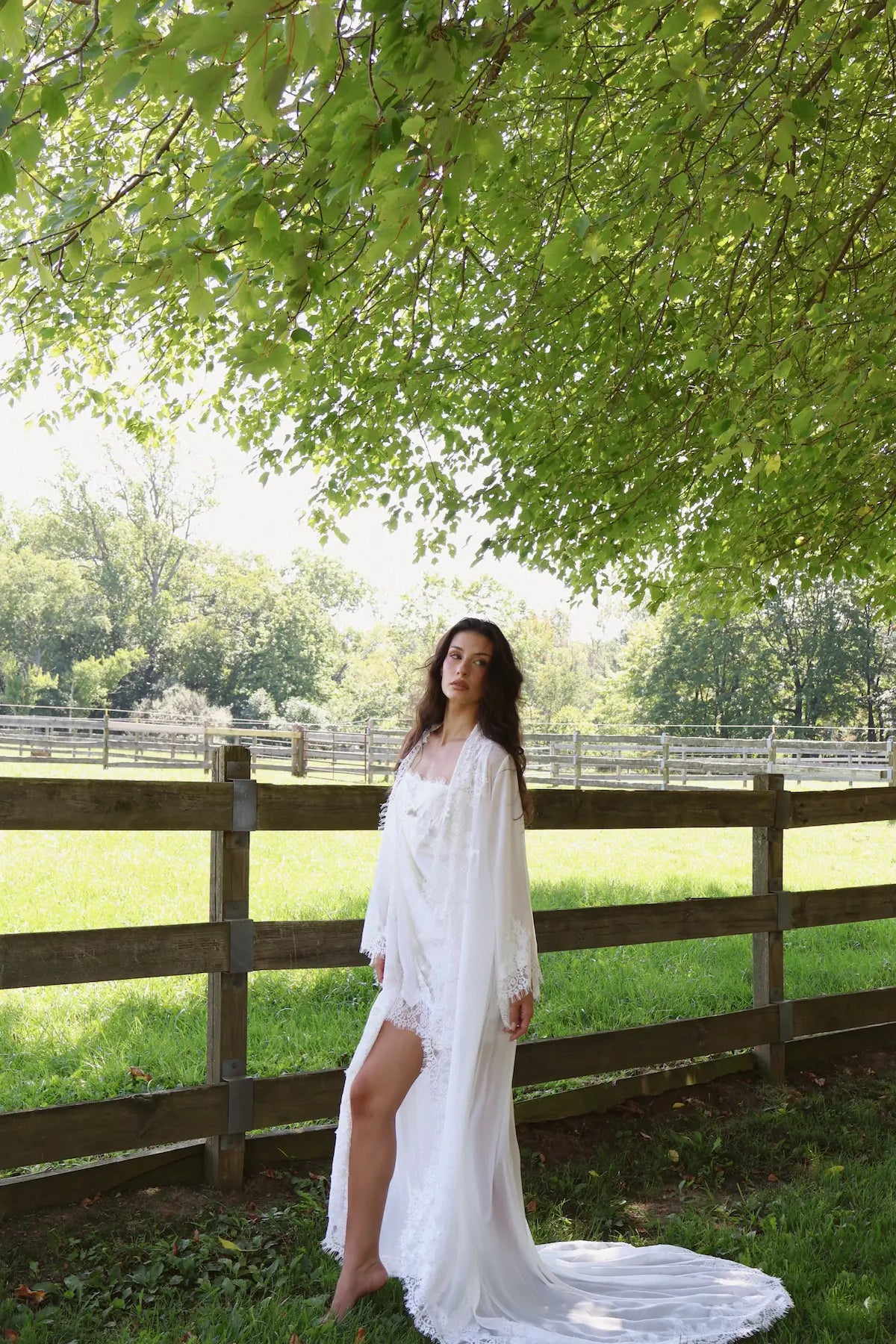 Rosie Chiffon Lace Train Robe