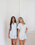 Ruffle Bamboo Pajama Short Set in Baby Blue