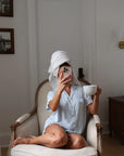 Ruffle Bamboo Pajama Short Set in Baby Blue