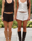 Pointelle Tank Top in Noir