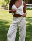 Estelle Silky Satin Set in Antique Ivory