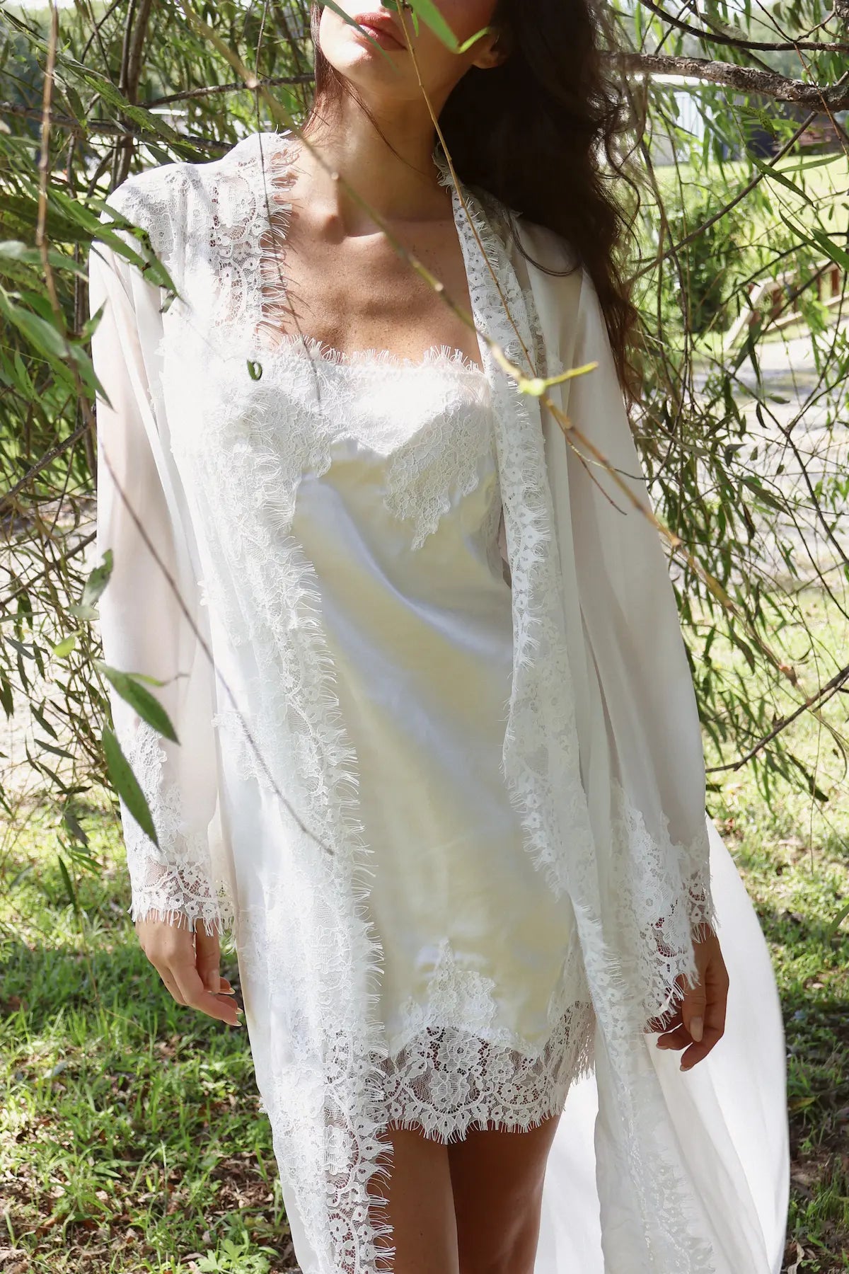 Rosie Chiffon Lace Train Robe