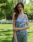 Estelle Silky Satin Set in Dusty Blue