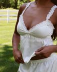Estelle Silky Satin Set in Antique Ivory