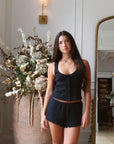 Pointelle Tank Top in Noir