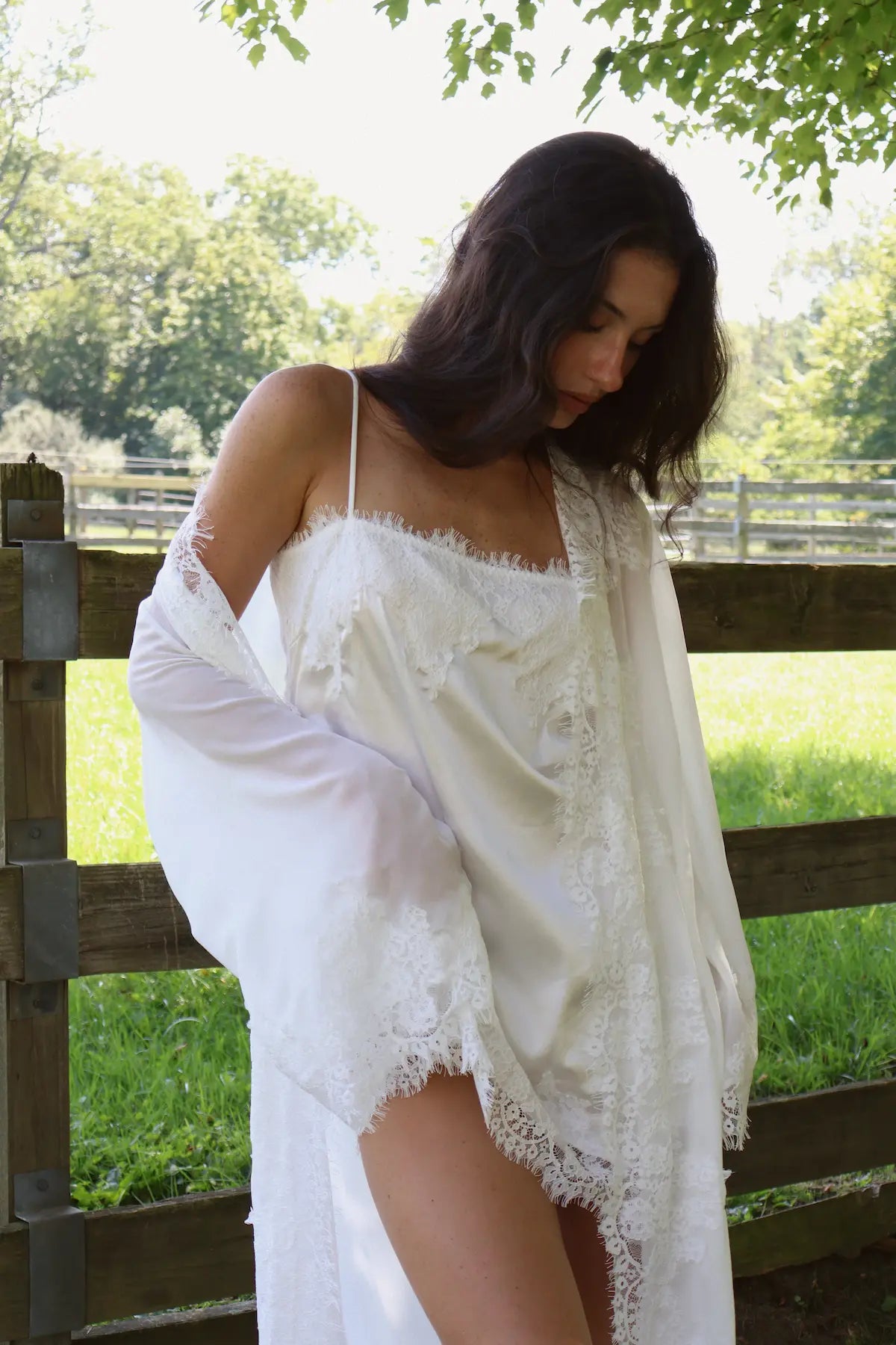 Rosie Chiffon Lace Train Robe