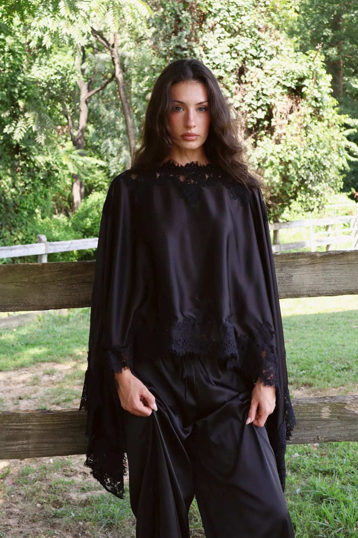 Emery Cape Pant Set in Black