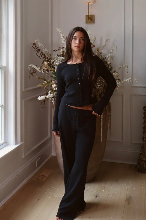 Pointelle Pant in Noir