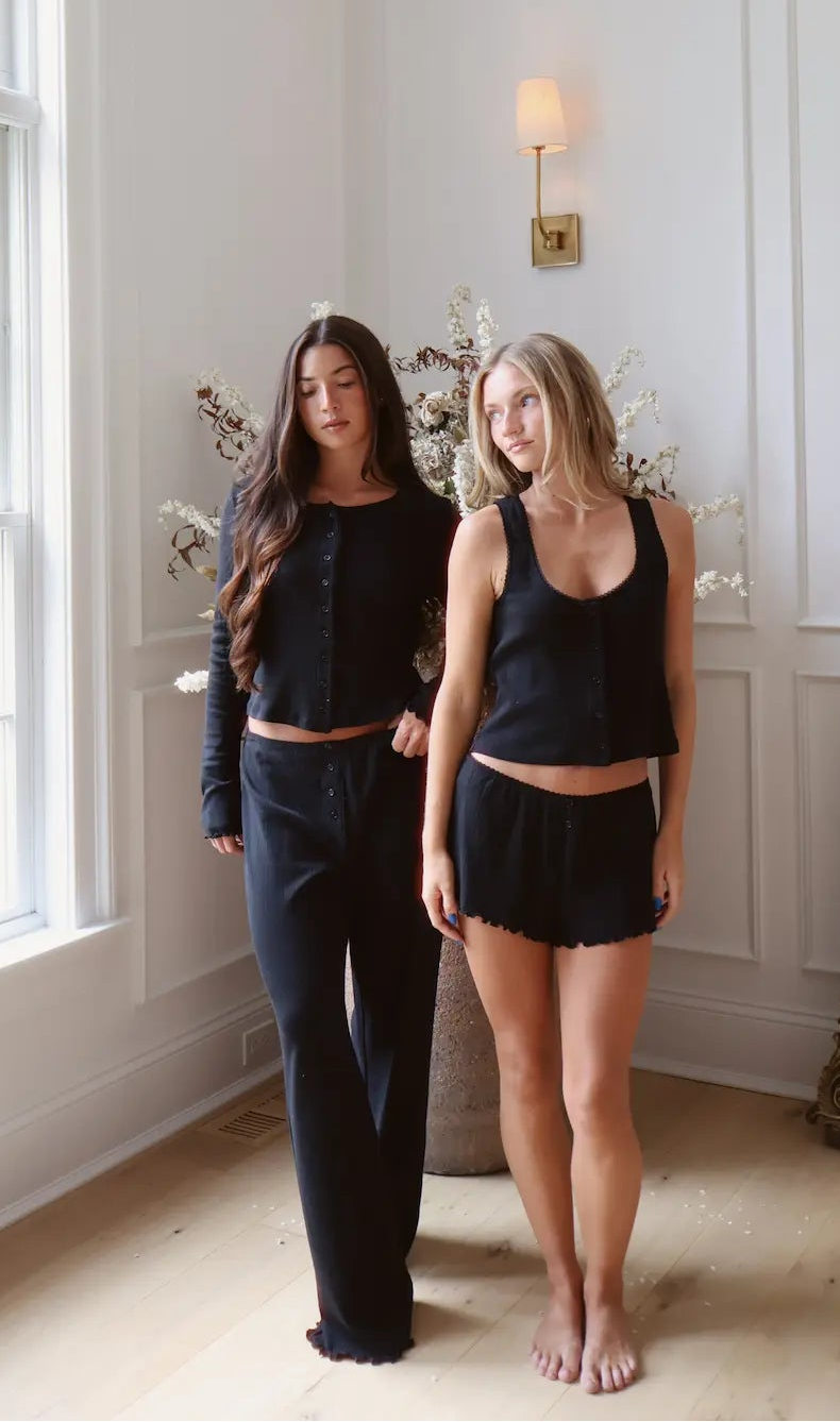 Pointelle Pant in Noir