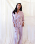 Riley Kimono Bamboo Pajama Set in Dusty Rose
