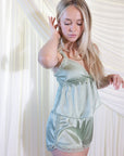 Elara Silky Satin Set in Pistachio