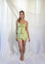 Elara Silky Satin Set in Chartreuse