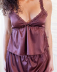 Estelle Silky Satin Set in Mulberry Plum