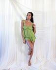 Chiffon Bloom Short Set in Matcha
