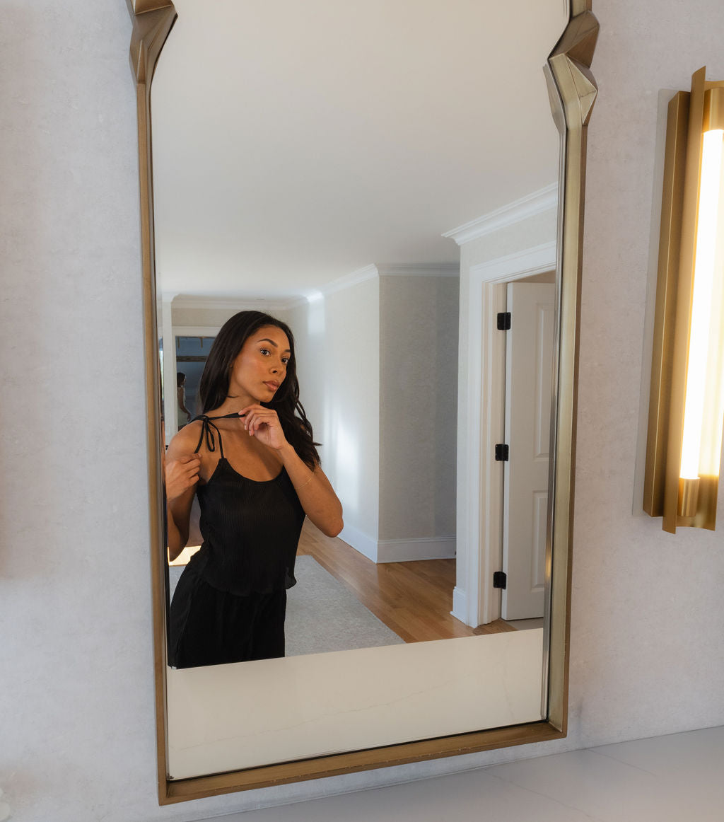 Pleated Tie Tank Set in Noir