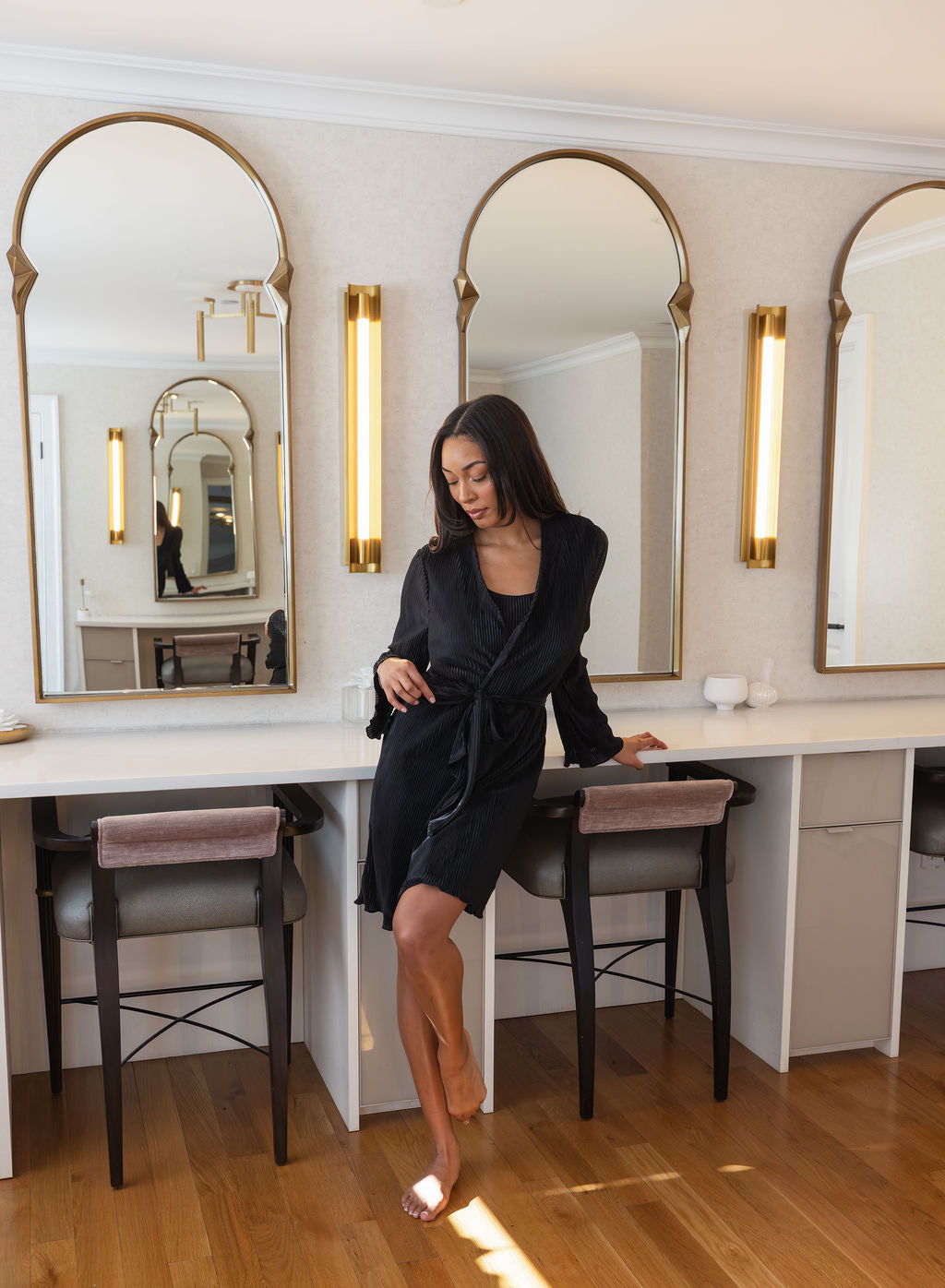 Pleated Robe in Noir