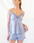 Ivy Bamboo Tank & Short Set in Dusty Blue